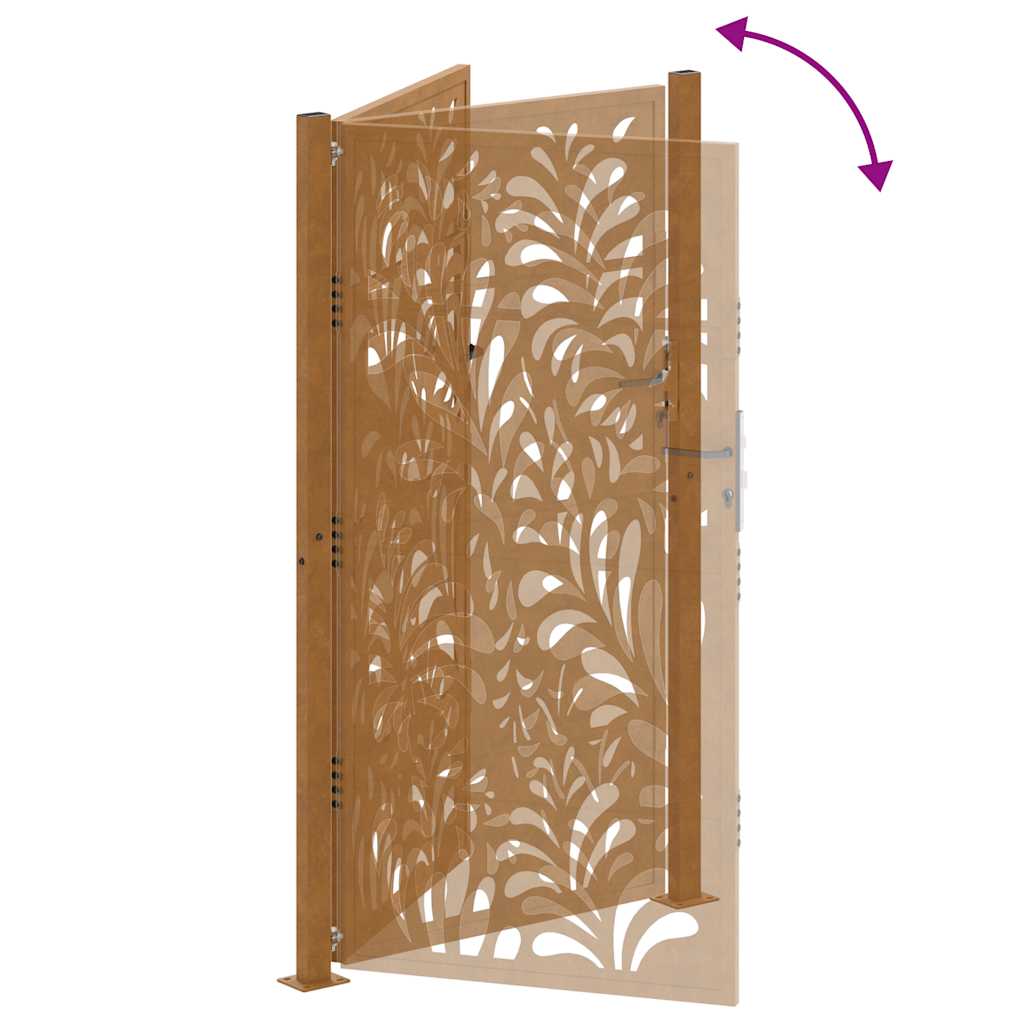 Cancello da giardino 100x200 cm in acciaio corten design ondulato | homemem39