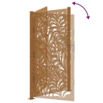 Cancello da giardino 100x200 cm in acciaio corten design ondulato | homemem39