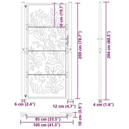 Cancello da giardino 100x200 cm in acciaio corten design ondulato | homemem39