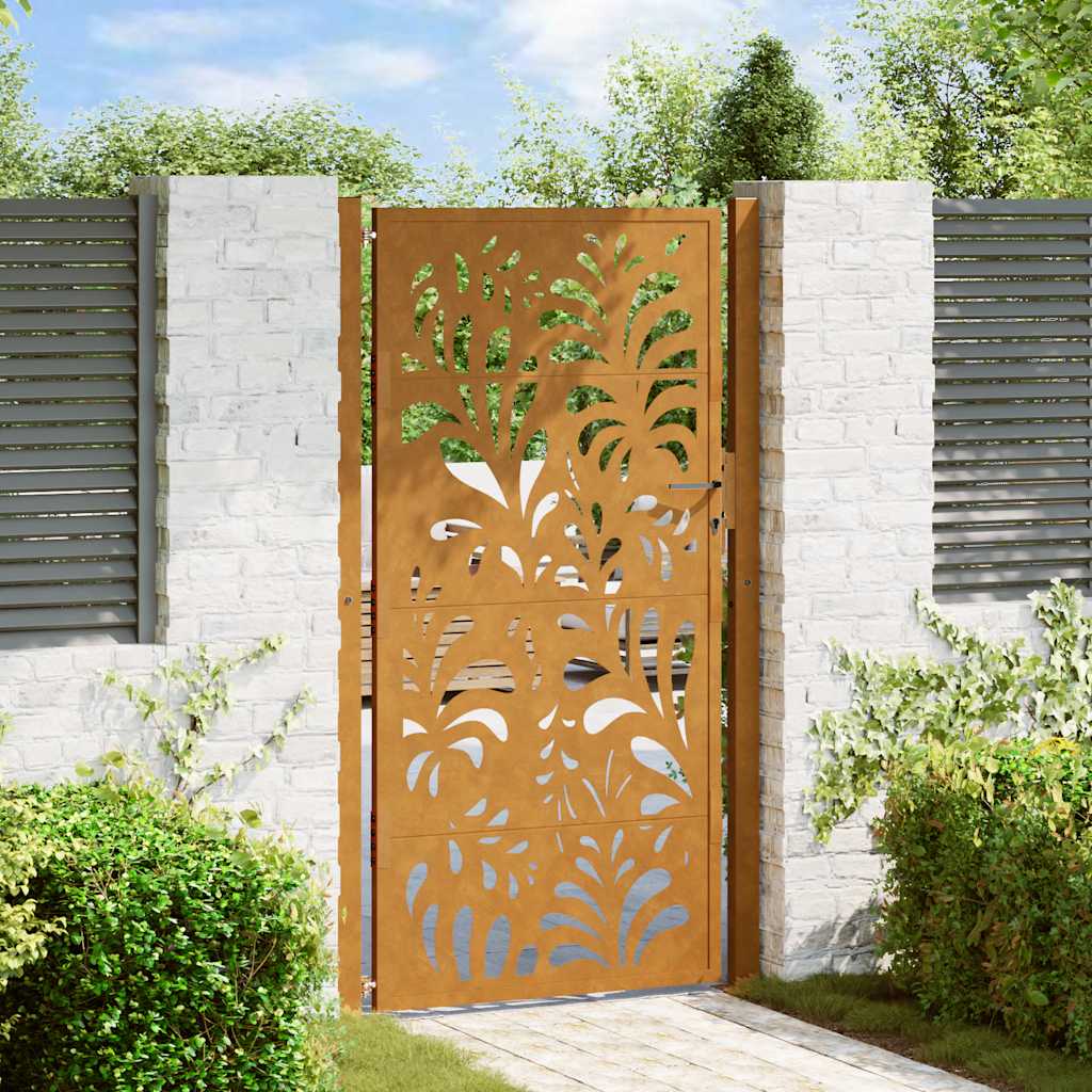 Cancello da giardino 100x200 cm in acciaio corten design ondulato | homemem39