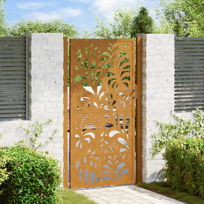 Cancello da giardino 100x200 cm in acciaio corten design ondulato | homemem39