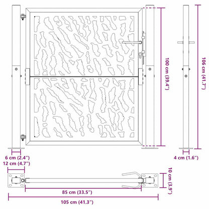 Cancello da giardino nero 105x106 cm in acciaio con design a traliccio