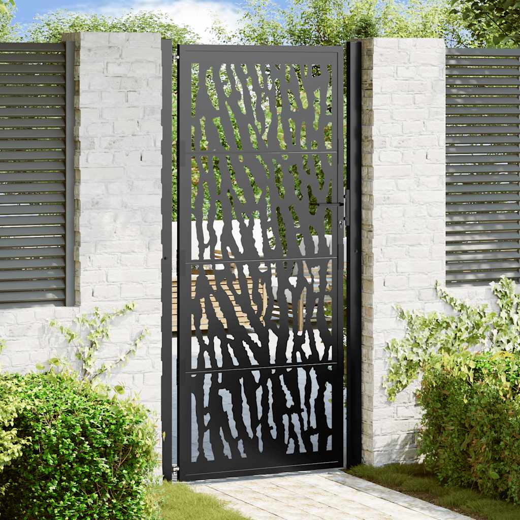 Cancello da giardino nero 100x200 cm in acciaio con design a traliccio | homemem39