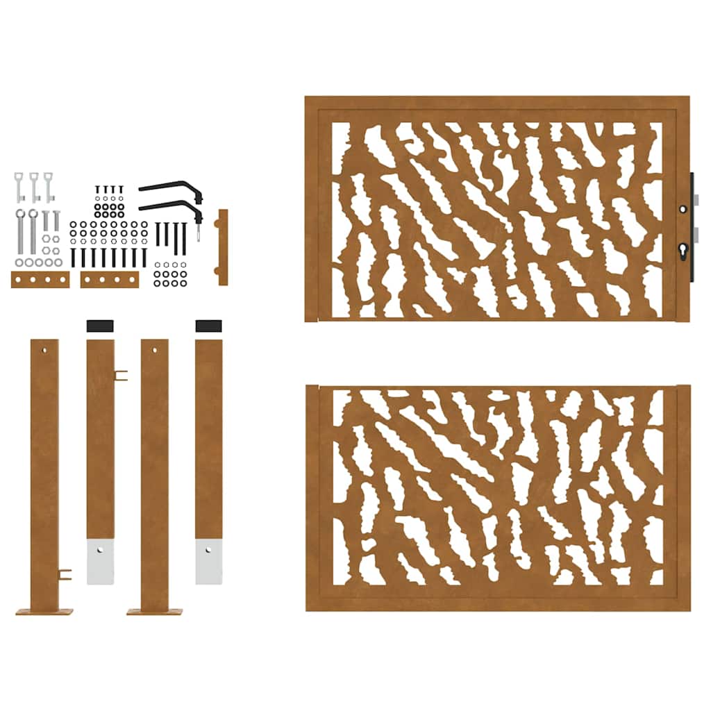 Cancello da giardino 100x100 cm in acciaio corten con design a traccia | homemem39
