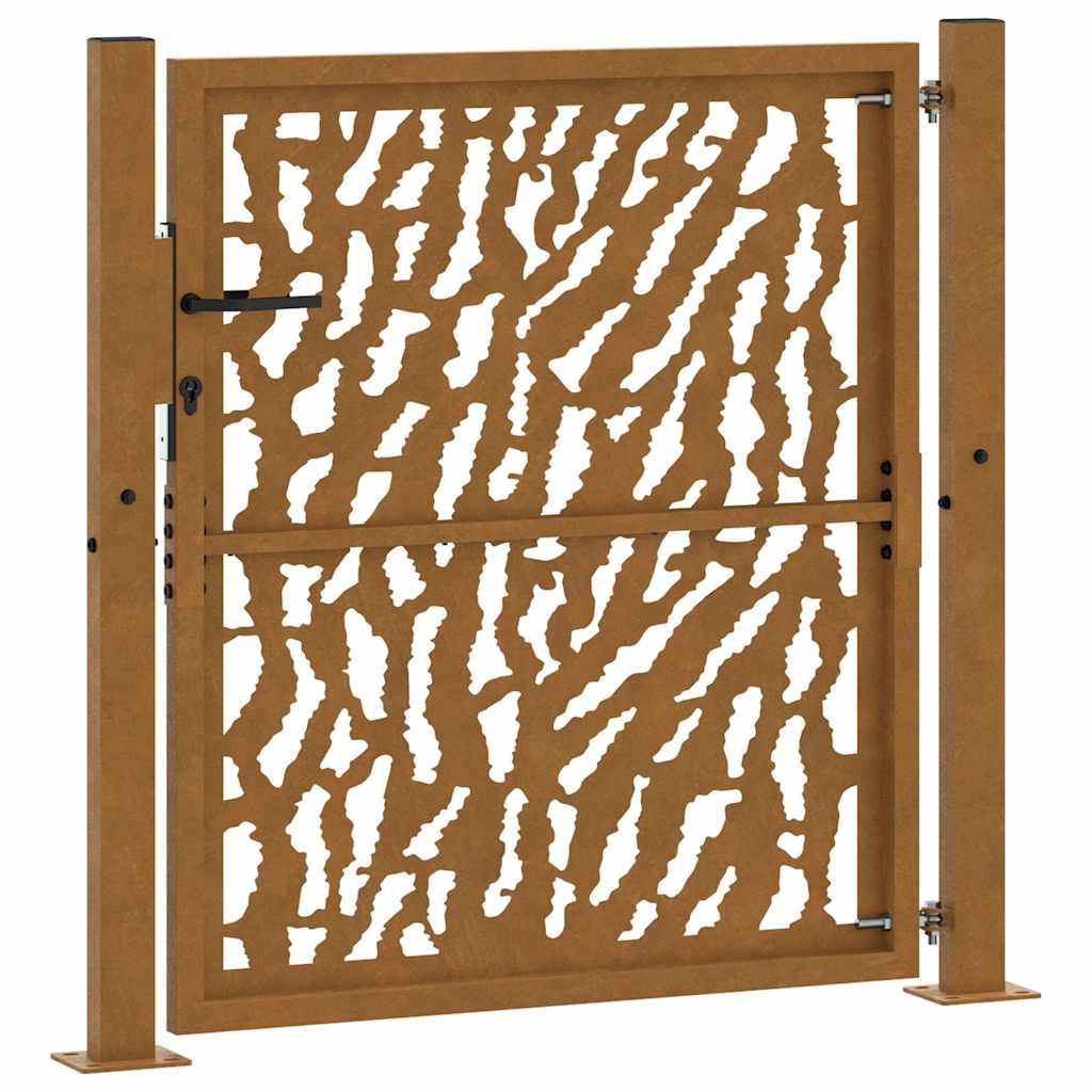 Cancello da giardino 100x100 cm in acciaio corten con design a traccia | homemem39
