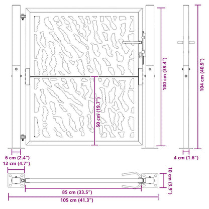 Cancello da giardino 100x100 cm in acciaio corten con design a traccia | homemem39