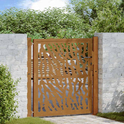 Cancello da giardino 100x100 cm in acciaio corten con design a traccia | homemem39