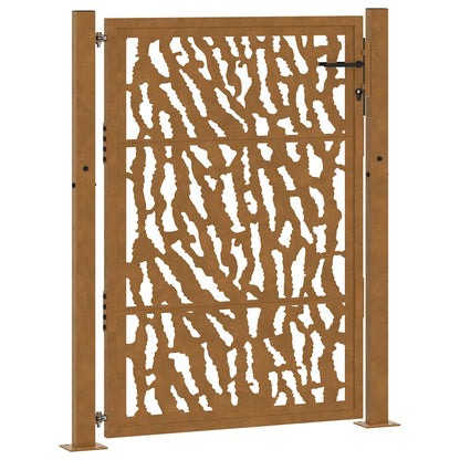 Cancello da giardino 100x125 cm in acciaio corten con design a traccia | homemem39