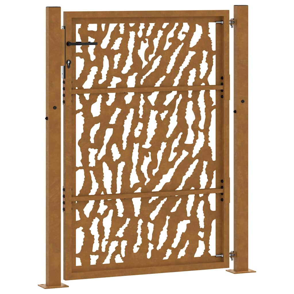 Cancello da giardino 100x125 cm in acciaio corten con design a traccia | homemem39