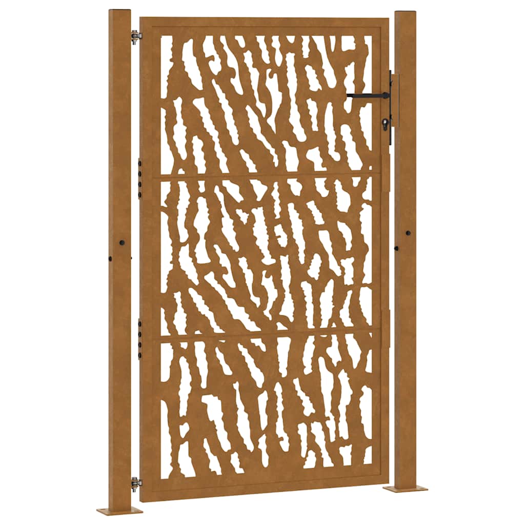 Cancello da giardino 100x150 cm in acciaio corten con design a traccia | homemem39