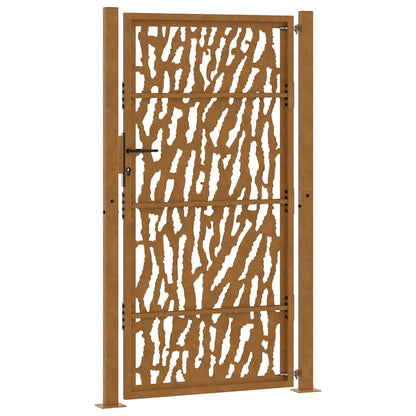 Cancello da giardino 100x175 cm in acciaio corten con design a traccia | homemem39