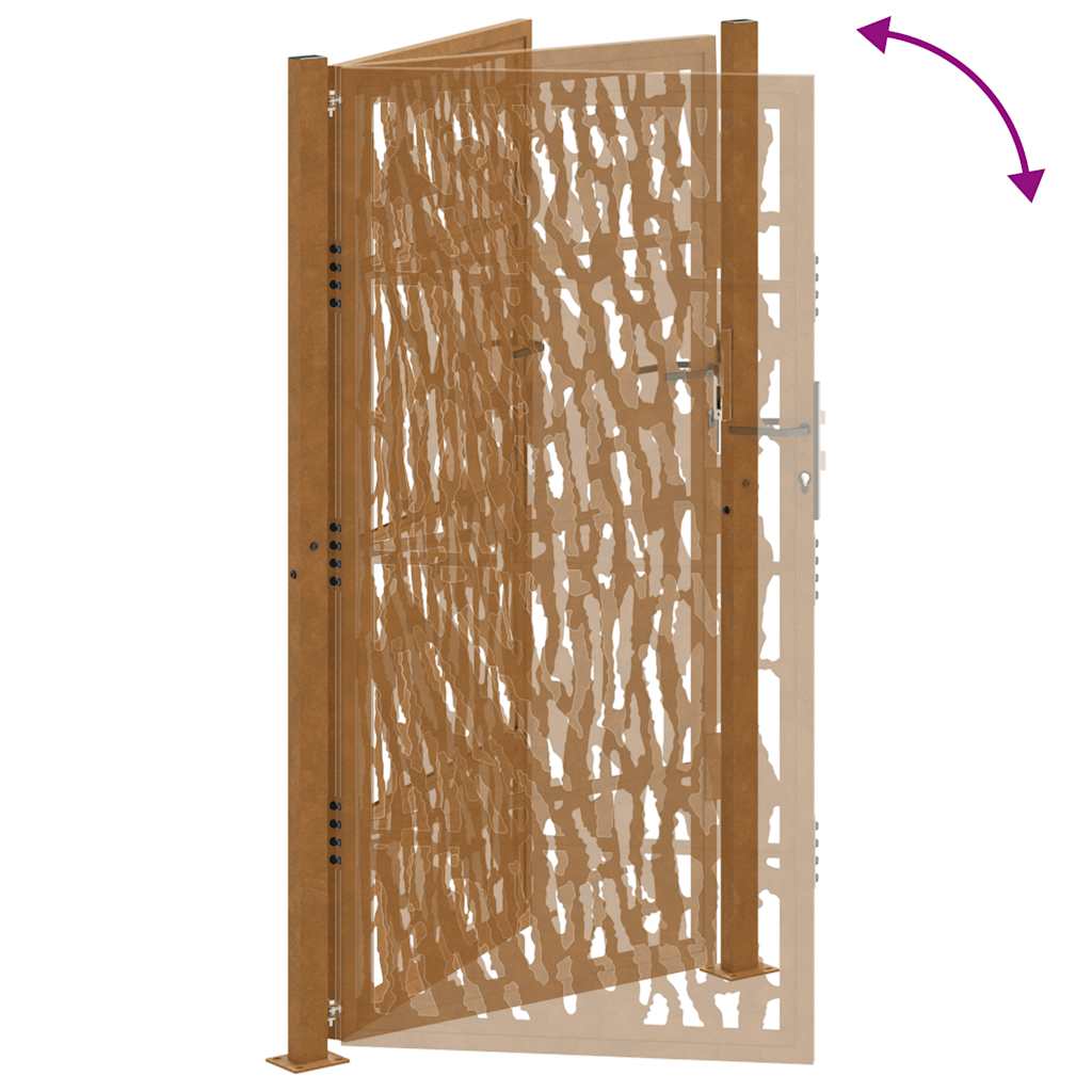 Cancello da giardino 100x200 cm in acciaio corten con design a traccia | homemem39