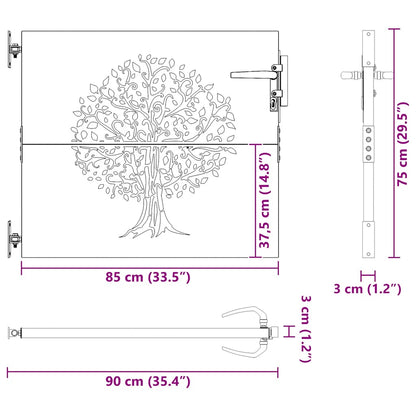 Cancello da giardino 100x200 cm in acciaio corten con design a traccia | homemem39