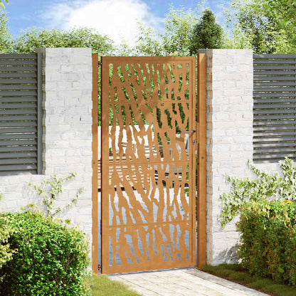 Cancello da giardino 100x200 cm in acciaio corten con design a traccia | homemem39