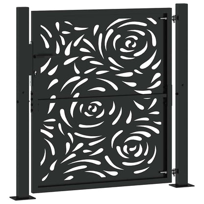 Cancello da giardino nero 100x100 cm in acciaio con design a fiamma | homemem39