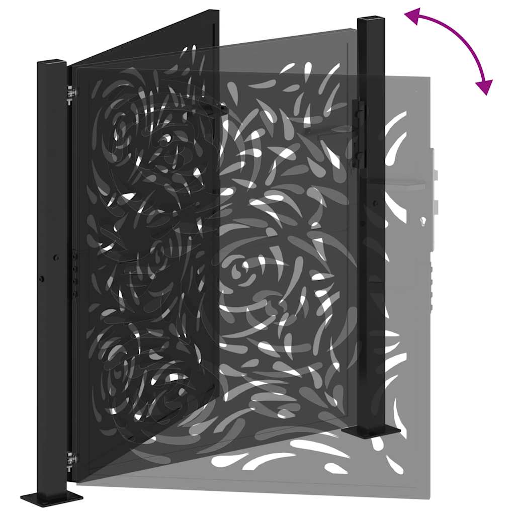 Cancello da giardino nero 100x100 cm in acciaio con design a fiamma | homemem39