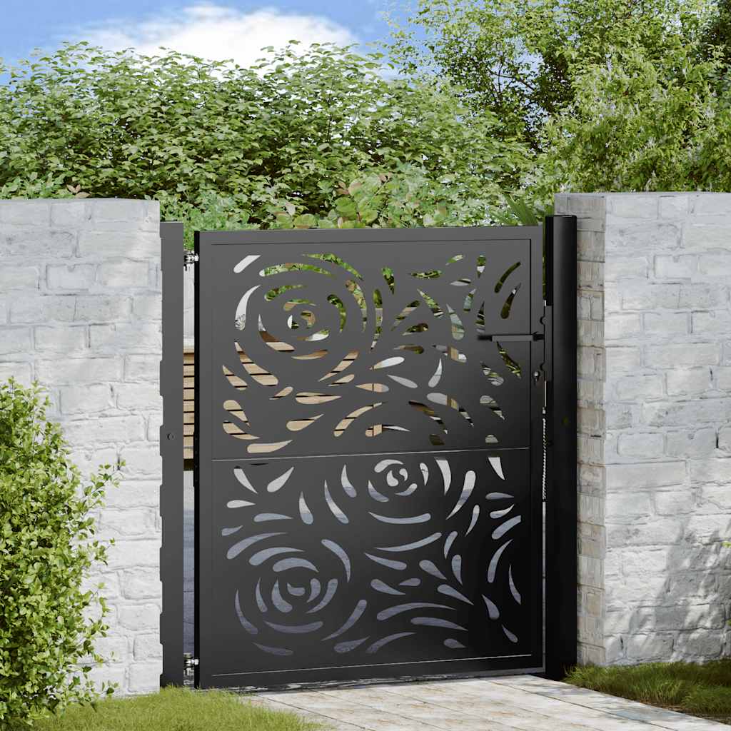 Cancello da giardino nero 100x100 cm in acciaio con design a fiamma | homemem39