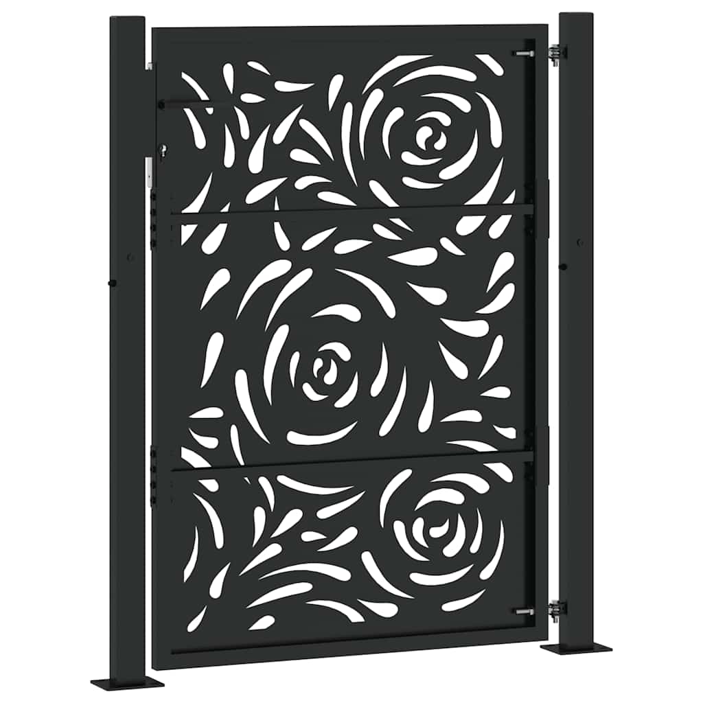 Cancello da giardino nero 100x125 cm in acciaio con design a fiamma | homemem39