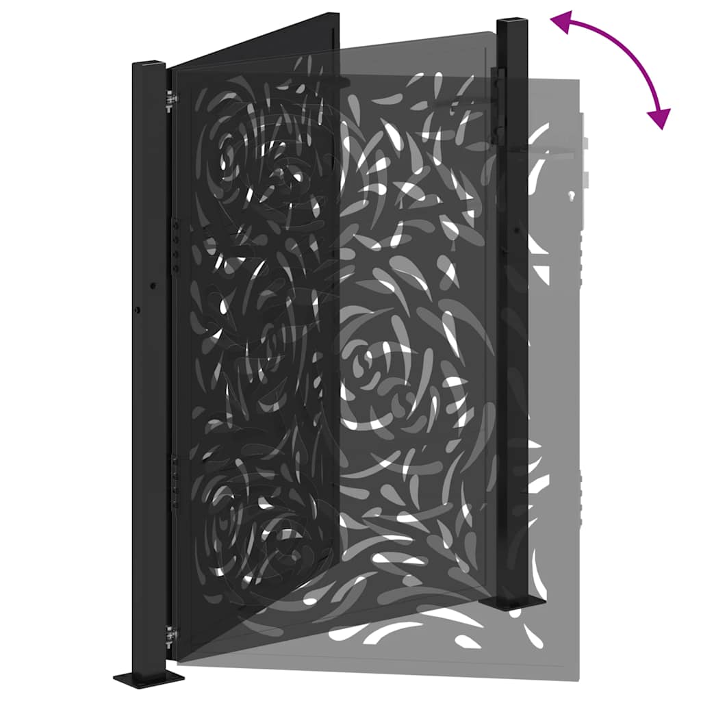 Cancello da giardino nero 100x125 cm in acciaio con design a fiamma | homemem39