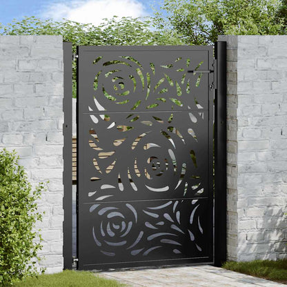 Cancello da giardino nero 100x125 cm in acciaio con design a fiamma | homemem39