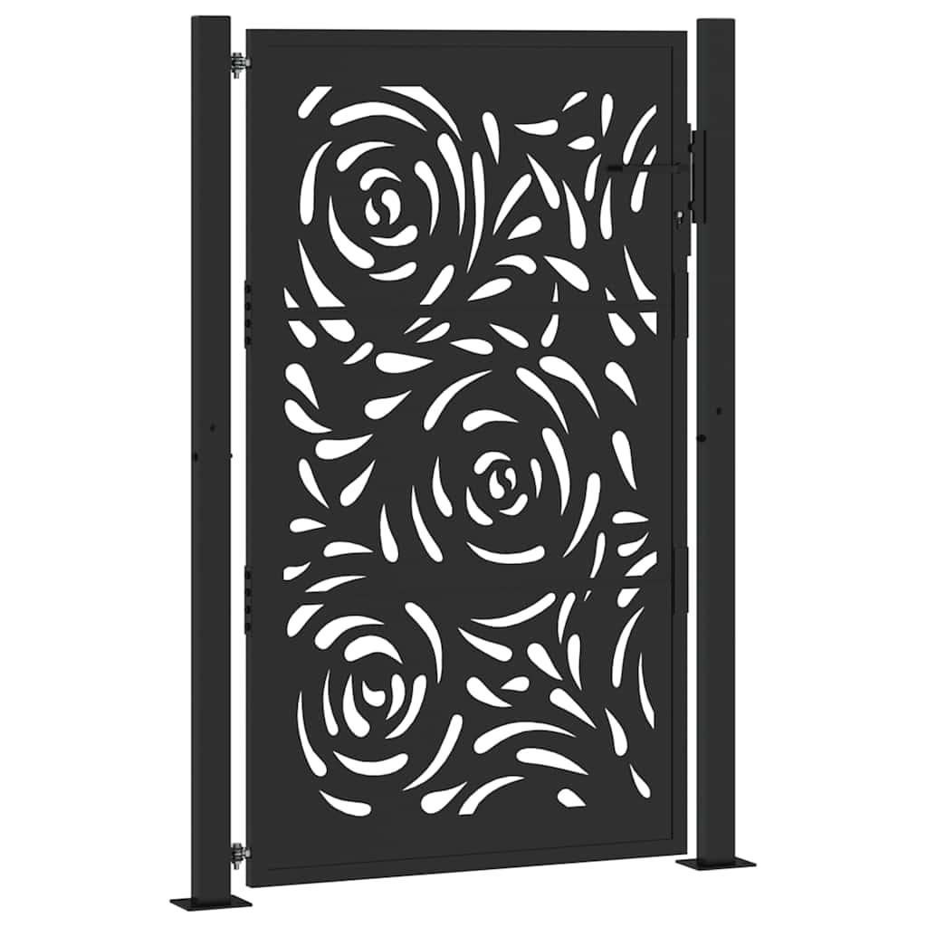 Cancello da giardino nero 100x150 cm in acciaio con design a fiamma | homemem39