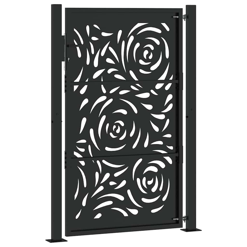 Cancello da giardino nero 100x150 cm in acciaio con design a fiamma | homemem39