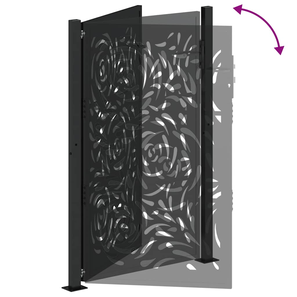Cancello da giardino nero 100x150 cm in acciaio con design a fiamma | homemem39