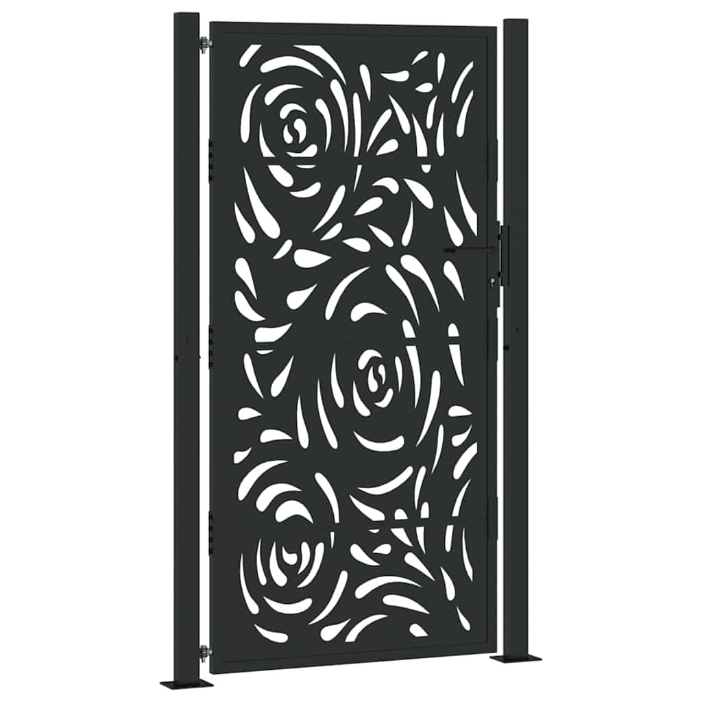 Cancello da giardino nero 100x175 cm in acciaio con design a fiamma | homemem39