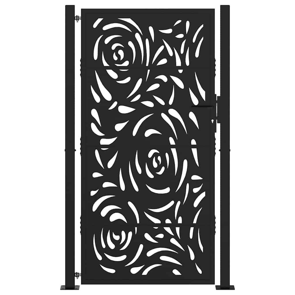 Cancello da giardino nero 100x175 cm in acciaio con design a fiamma | homemem39