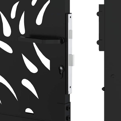 Cancello da giardino nero 100x175 cm in acciaio con design a fiamma | homemem39
