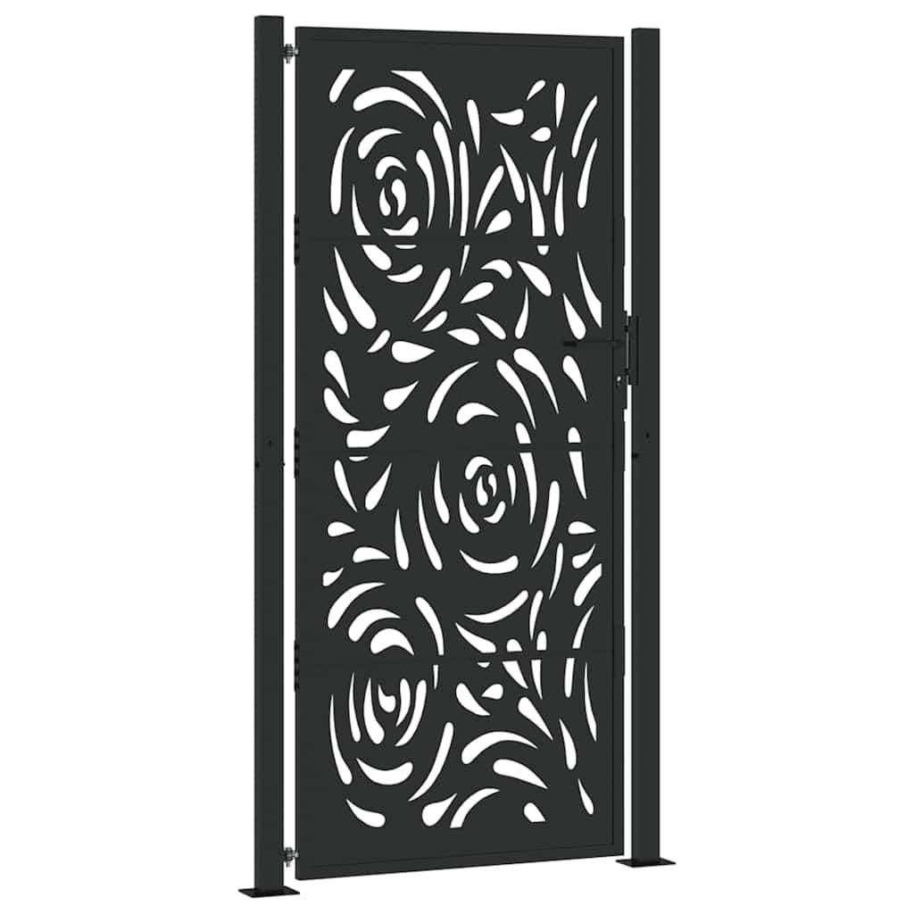 Cancello da giardino nero 100x200 cm in acciaio design fiamma | homemem39