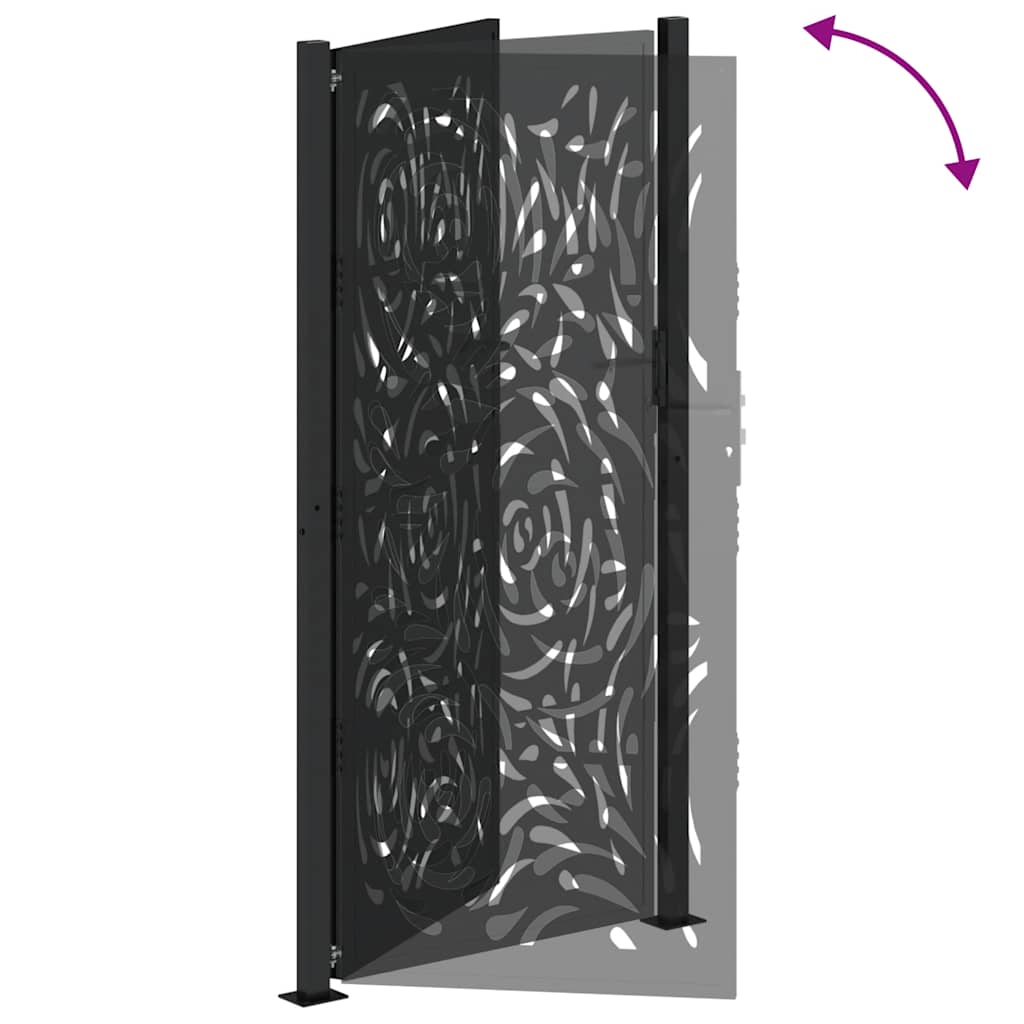 Cancello da giardino nero 100x200 cm in acciaio design fiamma | homemem39