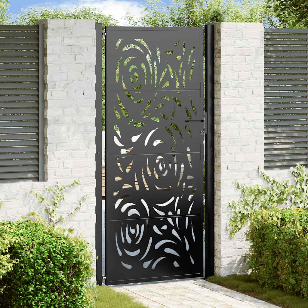 Cancello da giardino nero 100x200 cm in acciaio design fiamma | homemem39