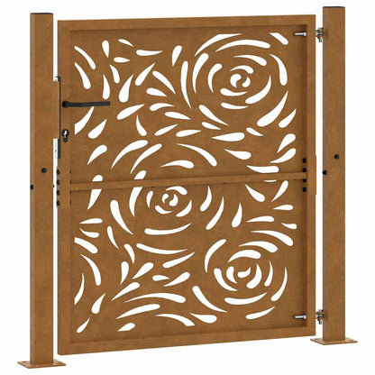Cancello da giardino 100x100 cm in acciaio corten con design a fiamma | homemem39