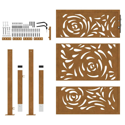 Cancello da giardino 100x150 cm in acciaio corten con design a fiamma | homemem39