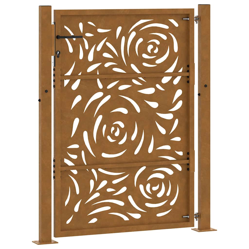 Cancello da giardino 100x150 cm in acciaio corten con design a fiamma | homemem39