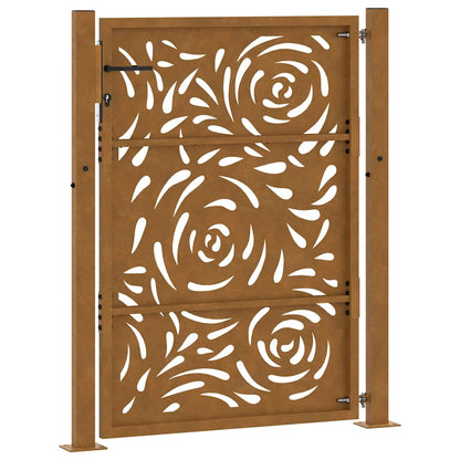 Cancello da giardino 100x150 cm in acciaio corten con design a fiamma | homemem39