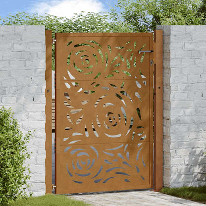 Cancello da giardino 100x150 cm in acciaio corten con design a fiamma | homemem39