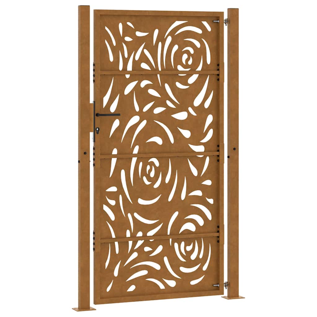 Cancello da giardino 100x175 cm in acciaio corten con design a fiamma | homemem39