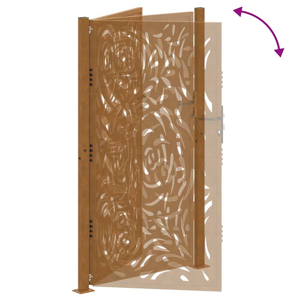 Cancello da giardino 100x175 cm in acciaio corten con design a fiamma | homemem39