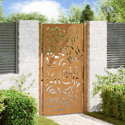 Cancello da giardino 100x175 cm in acciaio corten con design a fiamma | homemem39