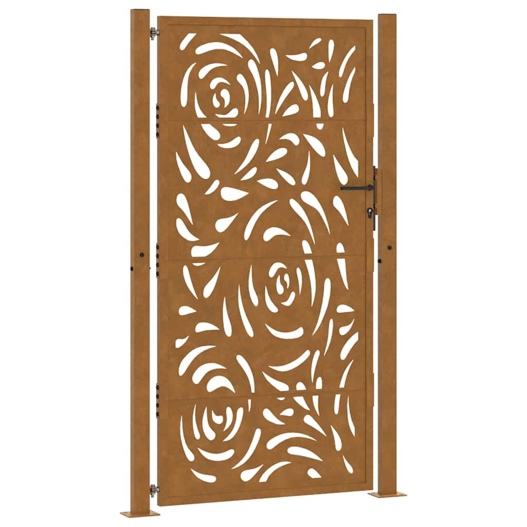 Cancello da giardino 100x200 cm in acciaio corten con design a fiamma | homemem39