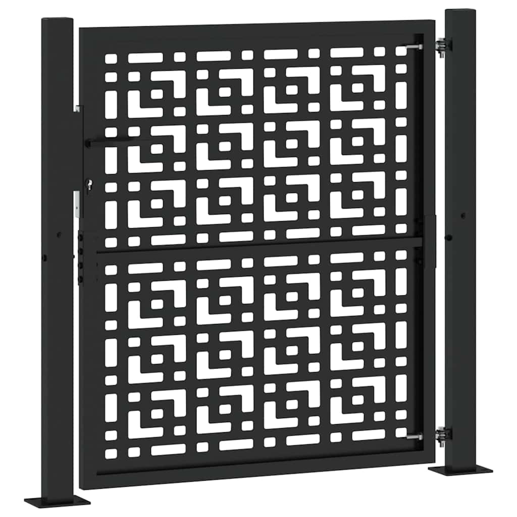 Cancello da giardino nero 100x100 cm in acciaio con design a croce | homemem39