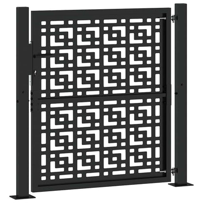 Cancello da giardino nero 100x100 cm in acciaio con design a croce | homemem39