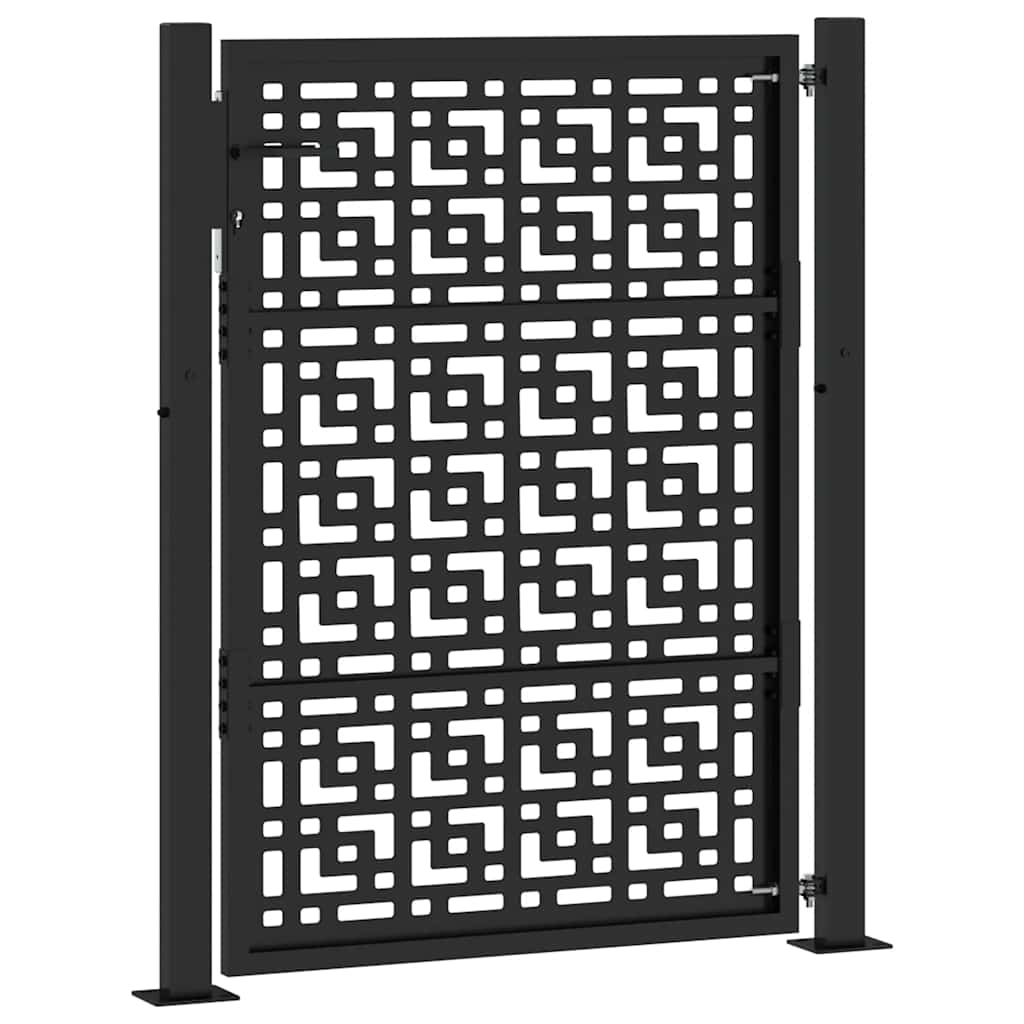 Cancello da giardino nero 100x125 cm in acciaio con design a croce | homemem39