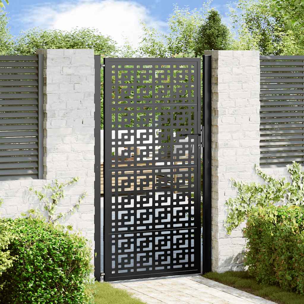 Cancello da giardino nero 100x175 cm in acciaio con design a croce | homemem39