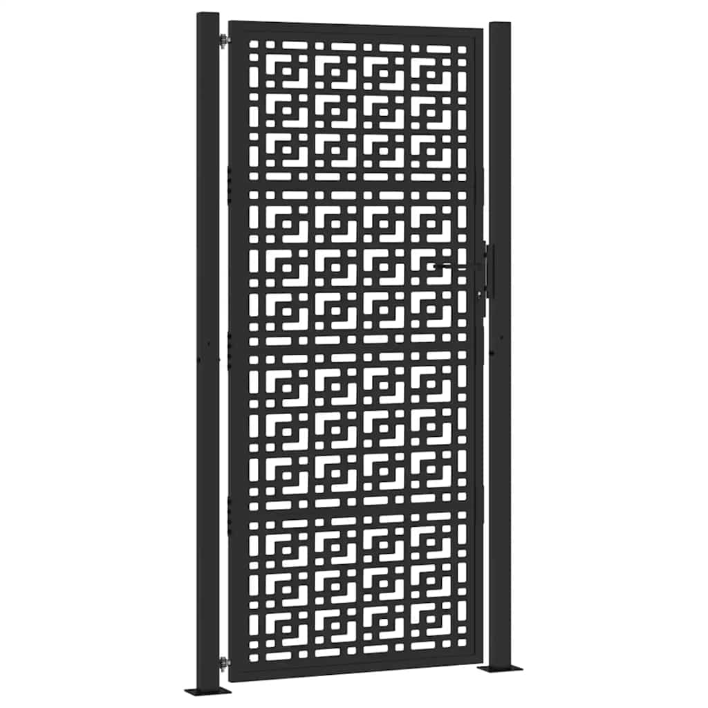 Cancello da giardino nero 100x200 cm in acciaio con design a croce | homemem39