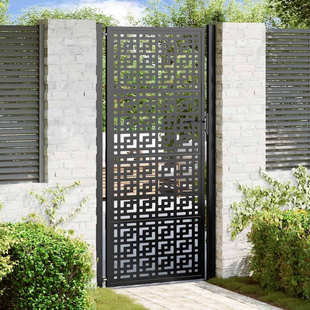 Cancello da giardino nero 100x200 cm in acciaio con design a croce | homemem39
