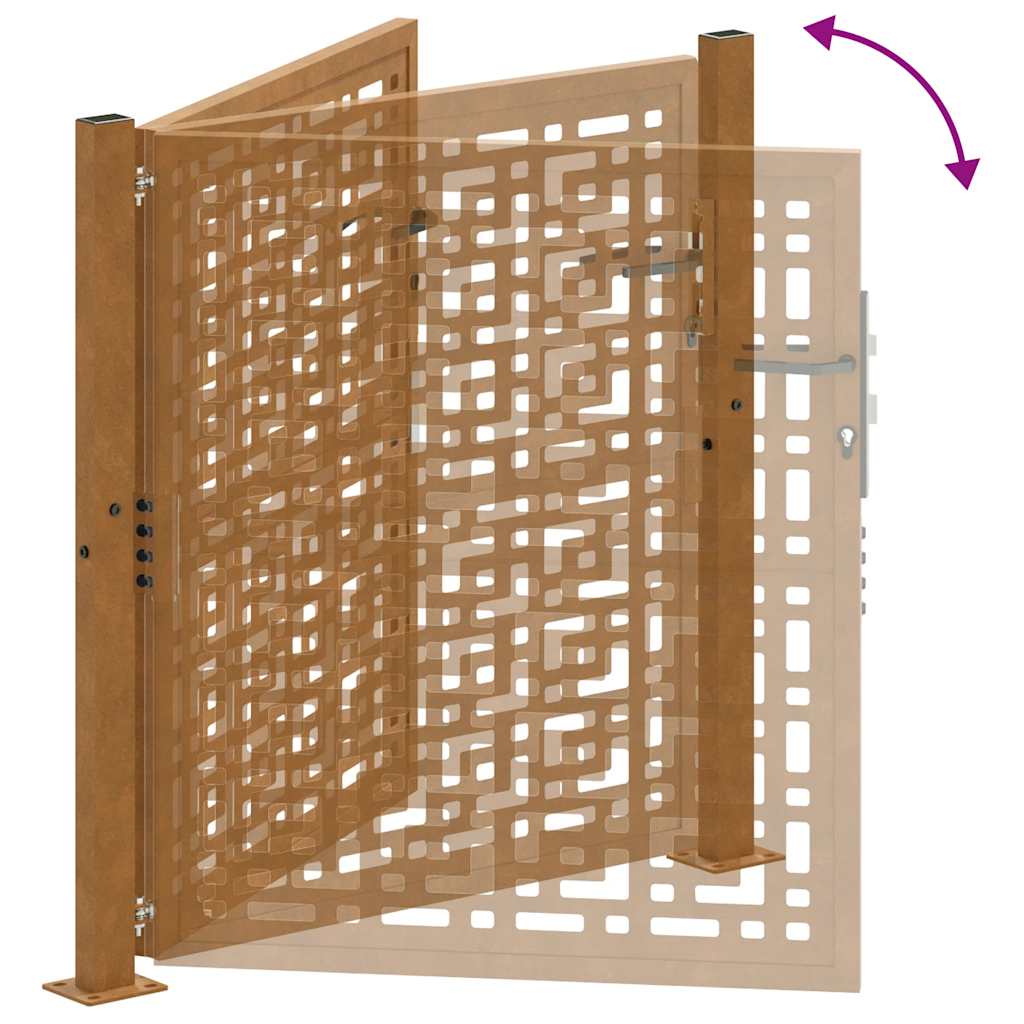 Cancello da giardino 100x100 cm in acciaio corten con design a croce | homemem39