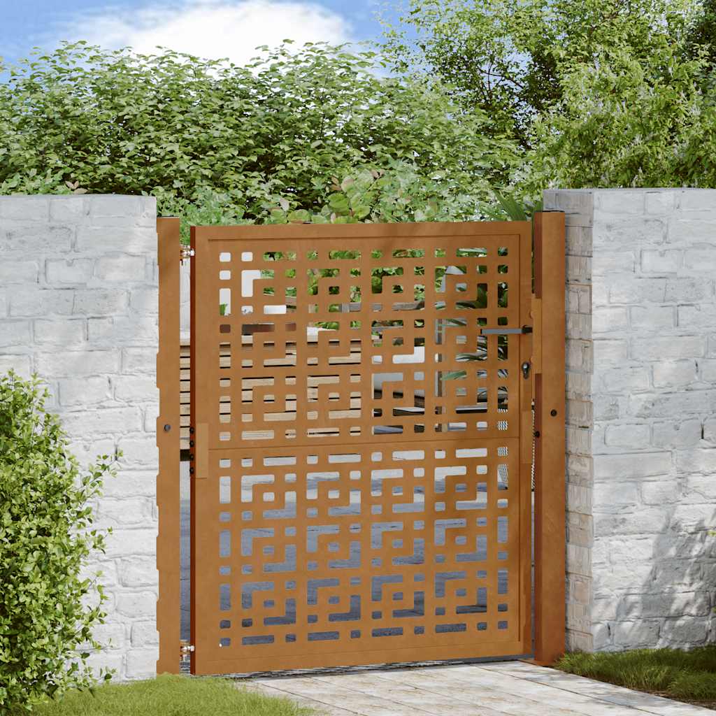 Cancello da giardino 100x100 cm in acciaio corten con design a croce | homemem39